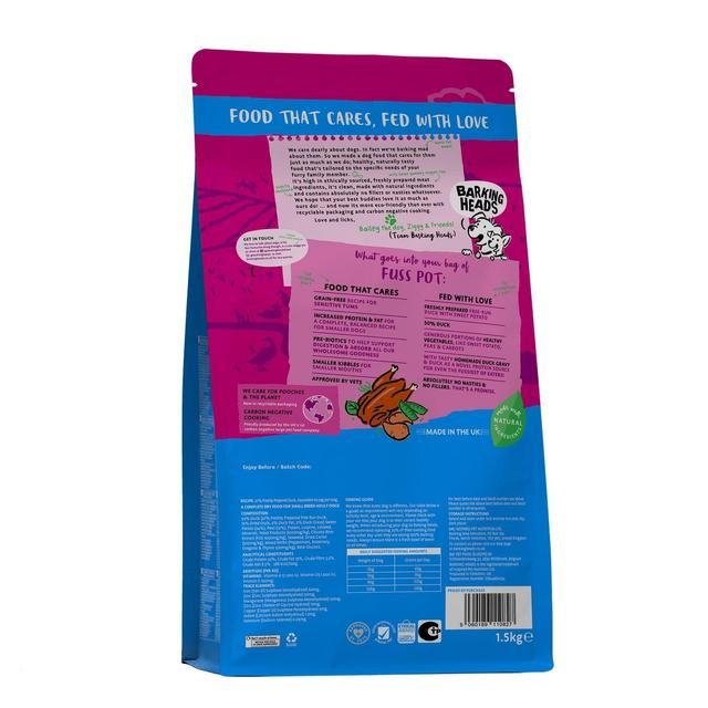 Barking Heads Little Paws Fuss Pot Duck Dry Dog Food   1.5kg - McGrocer