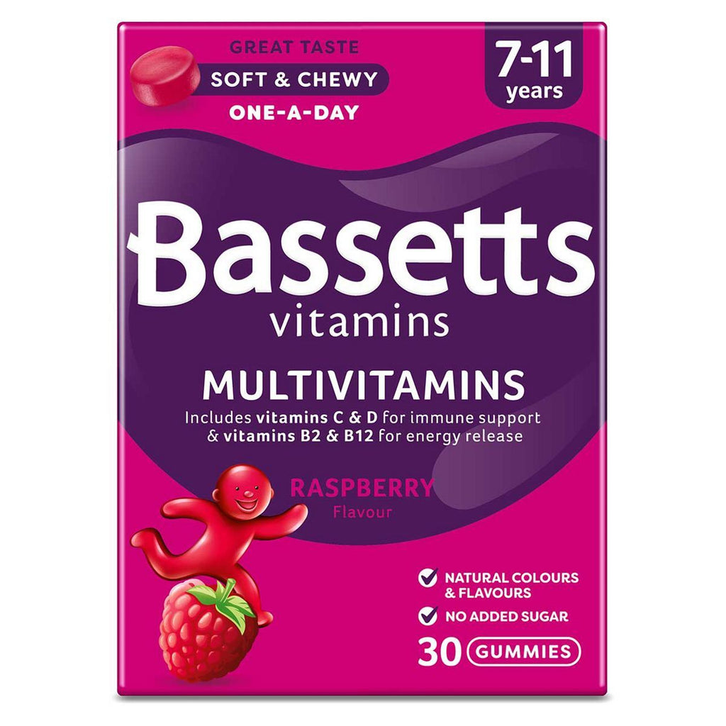 Bassetts Multivitamins Raspberry Flavour Soft & Chewies 7-11 Years - 30