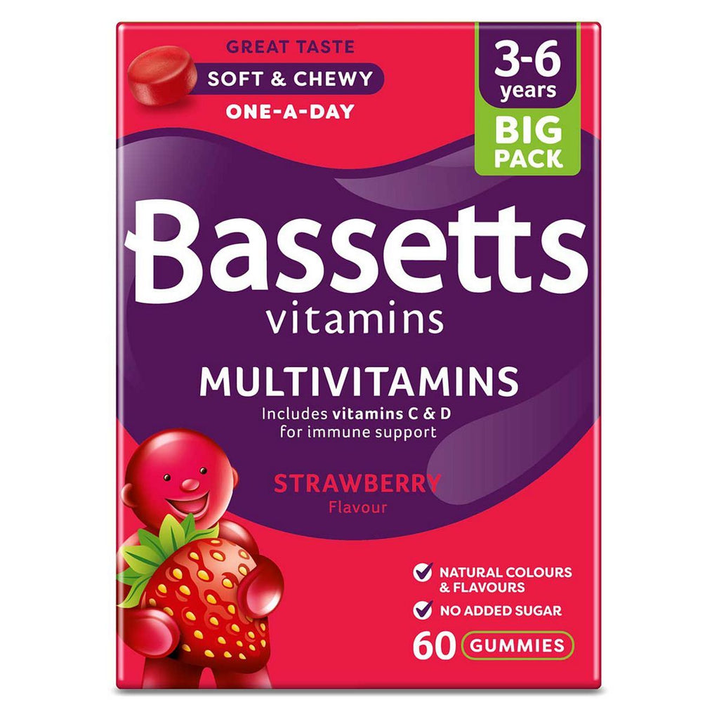 Bassetts Multivitamins Strawberry Flavour Soft and Chewies 3-6 Years - 60 Pack