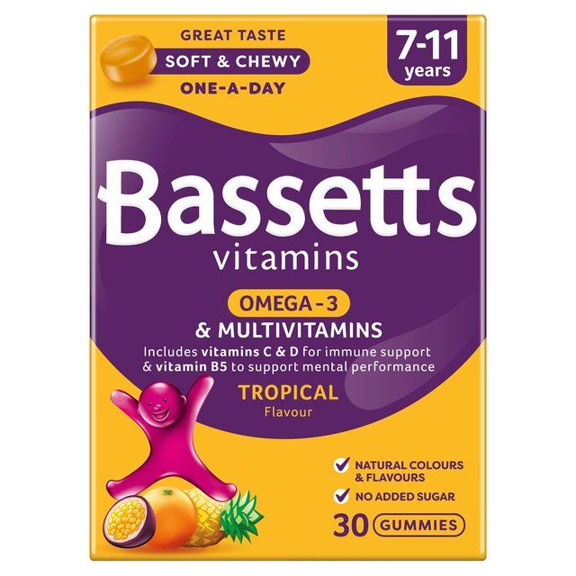Bassetts Tropical Omega 3 & Multivitamins 7-11yrs    30 per pack - McGrocer