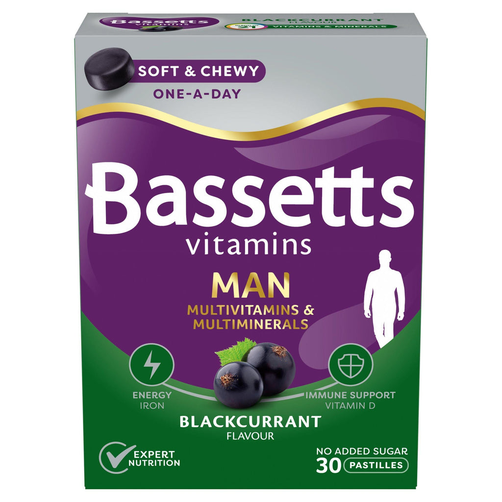 Bassetts Vitamins Man Multivitamins & Multiminerals Blackcurrant Flavour Pastilles x30