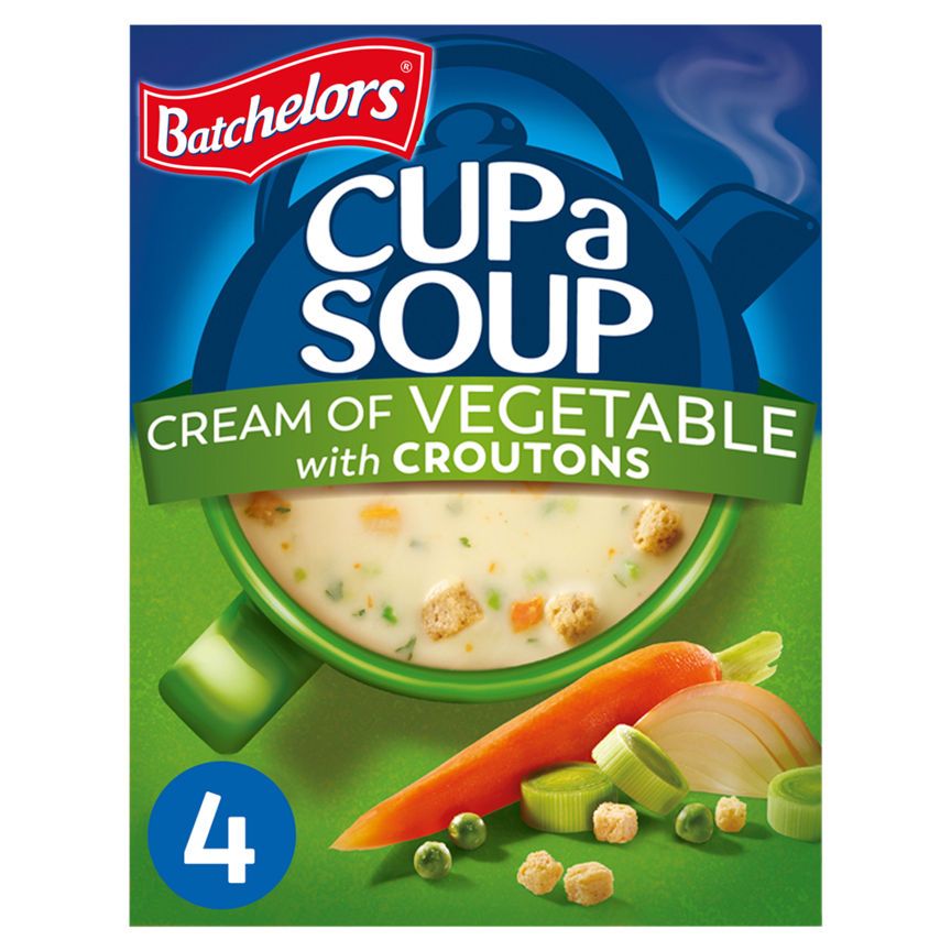 Batchelors Cup a Soup Cream of Vegetable with Croutons 4 Instant Soup Sachets