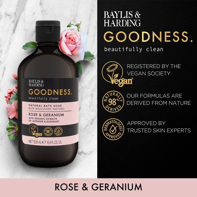 Baylis & Harding Goodness Rose & Geranium Bath Soak   500ml