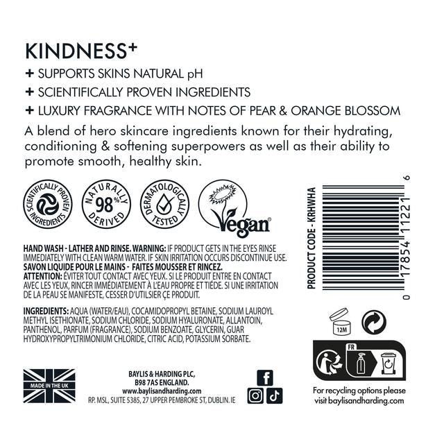 Baylis & Harding Kindness+ Hyaluronic Acid Moisture/Hydrate Hand Wash   500ml