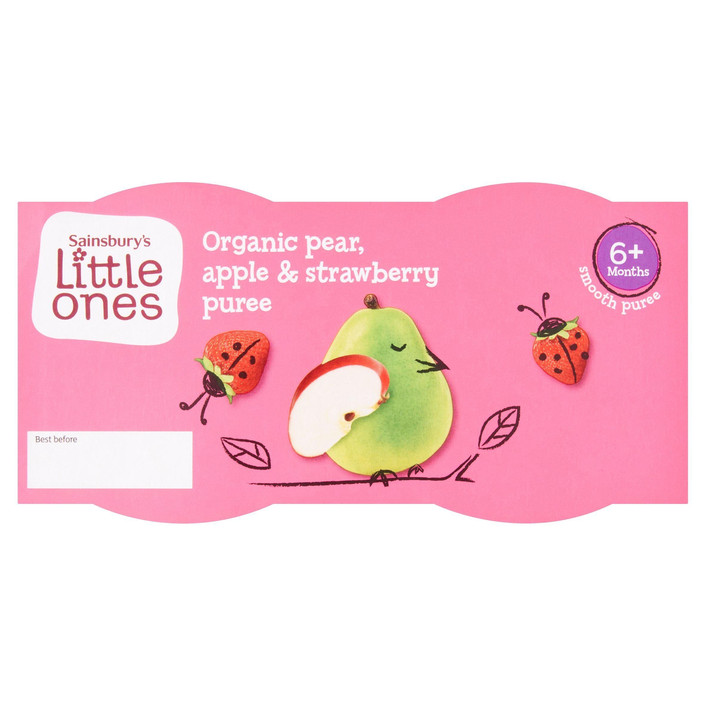 Sainsbury's Little Ones Organic Pear Apple & Strawberry Pots 4x110g GOODS Sainsburys   