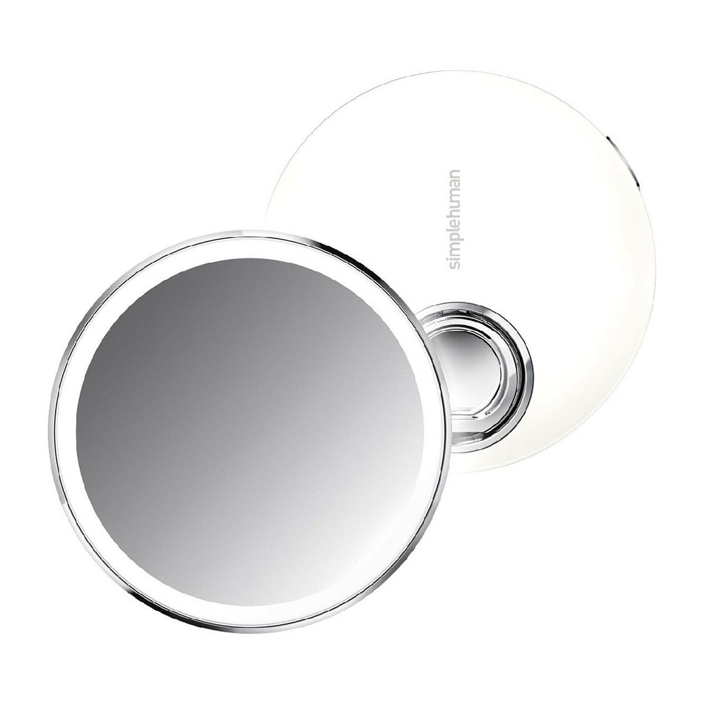 Simplehuman Sensor Mirror Compact, 3x Magnification, White Stainless Steel