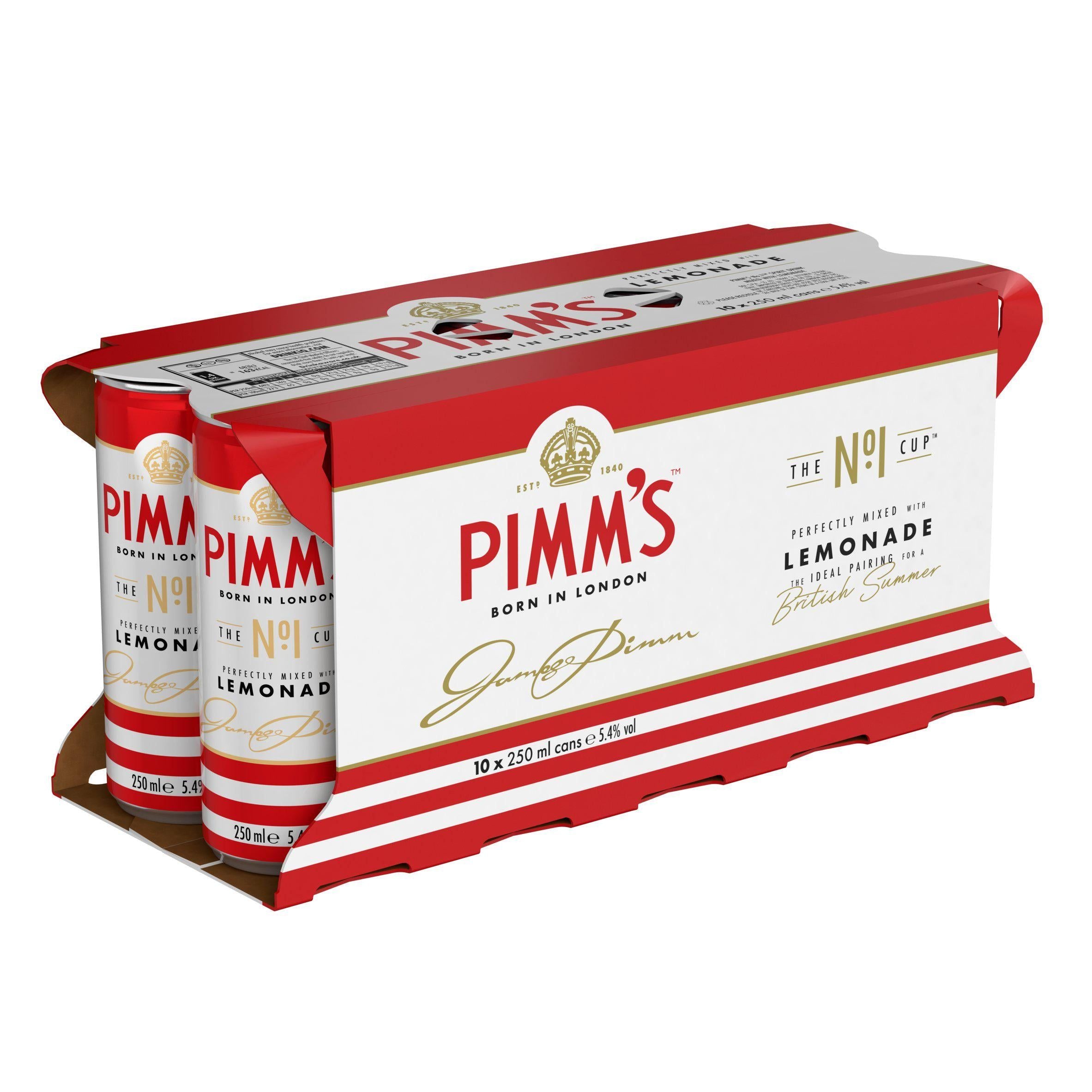 Pimm's Cup & Lemonade Premix Liqueurs Ready to Drink 10x250ml GOODS Sainsburys   