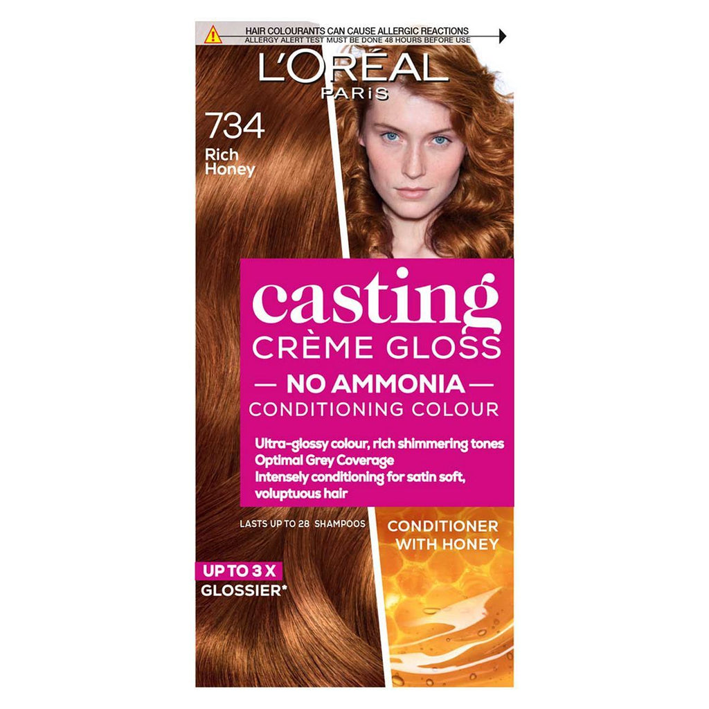 L'Oreal Paris Casting Creme Gloss Semi-Permanent Hair Dye, Blonde Hair Dye 734 Rich Honey Blonde