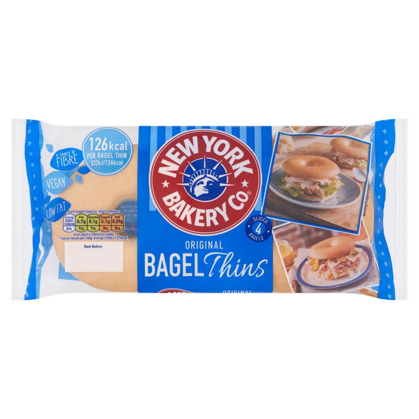 New York Bakery Co 4 Pre-sliced Original Bagel Thins GOODS ASDA   