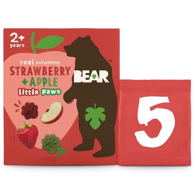 BEAR Paws Fruit Shapes Strawberry & Apple 2+ years Multipack   5 x 20g