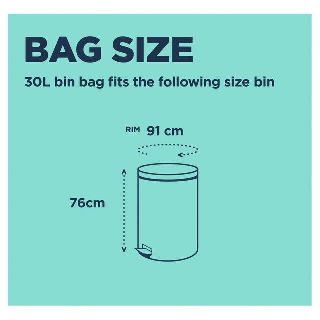 BEAST Incredibly Tough Tall and Slim Drawstring Pedal Bin Bags 30L   10 per pack