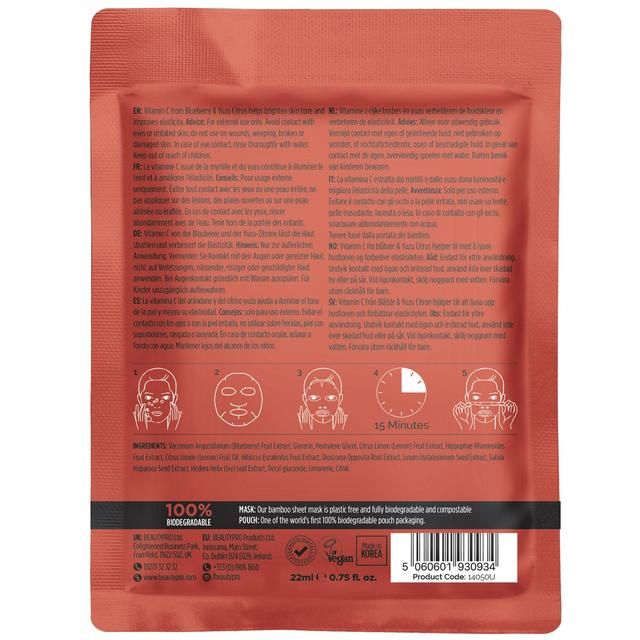 BEAUTYPRO Vitamin C Brightening Facial Sheet Mask   30g - McGrocer