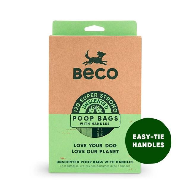 Beco Dog Poop Bags Unscented with Handles   120 per pack