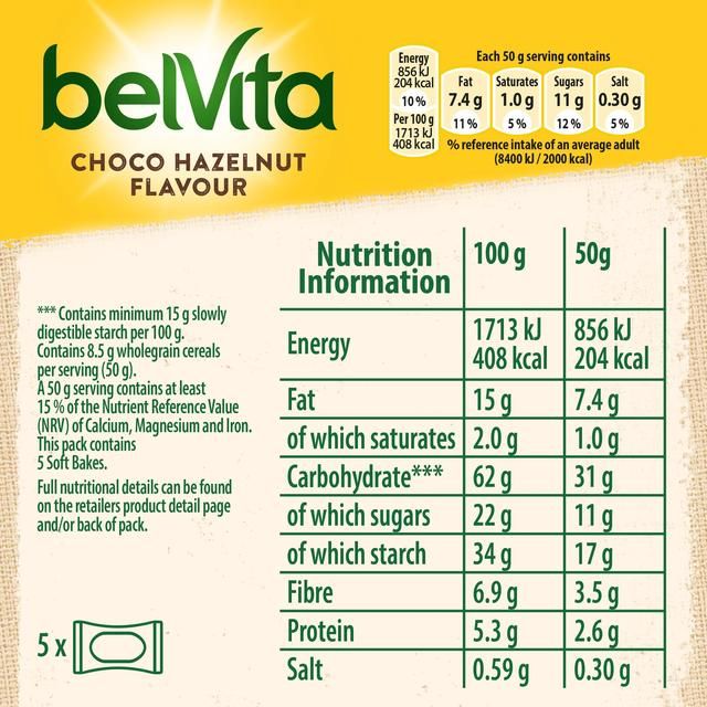 Belvita Choco Hazelnut Soft Bakes Breakfast Biscuits   5 x 40g