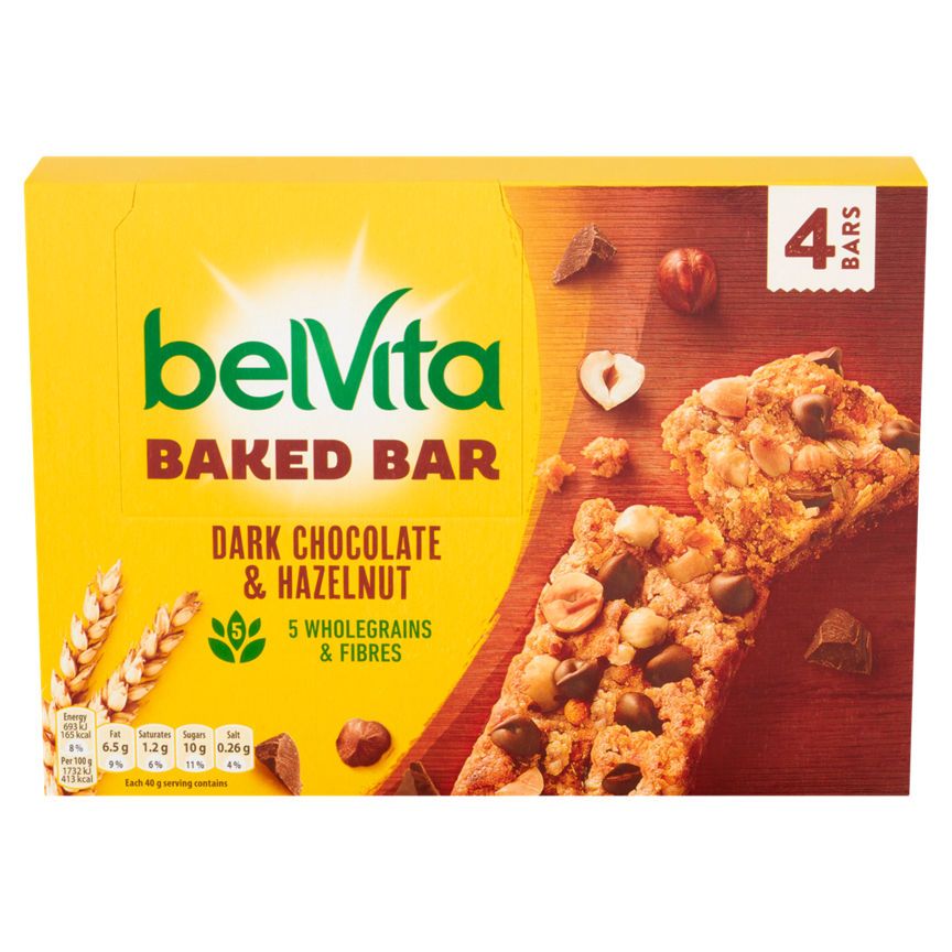 Belvita Dark Chocolate & Hazelnut Baked Cereal Bars 4pk