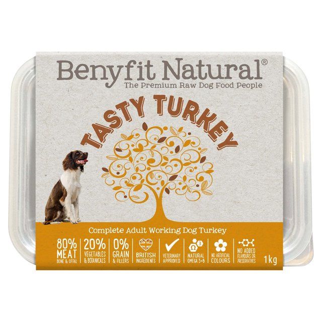 Benyfit Natural Tasty Turkey Complete Adult Raw Working Dog Food   1kg