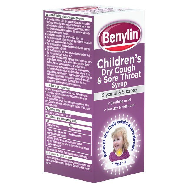 Benylin Childrens Dry Cough & Sore Throat Syrup Blackcurrant   125ml