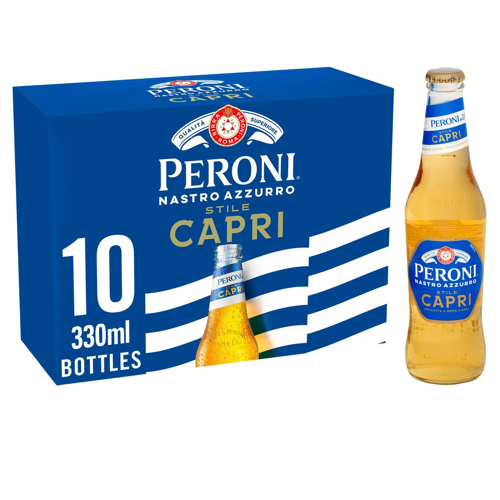 Peroni Nastro Azzurro Stile Capri Beer Lager Bottles 10x330ml