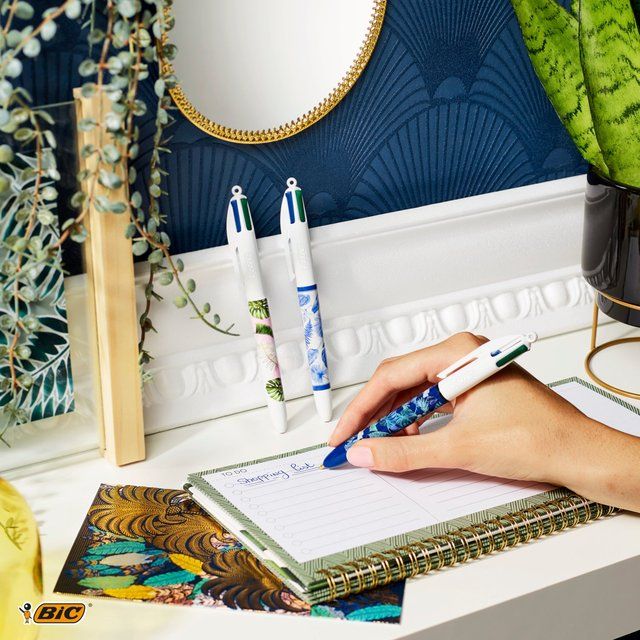 BIC 4 Colours Botanical Retractable Ballpoint Pens Pack of 5   5 per pack - McGrocer