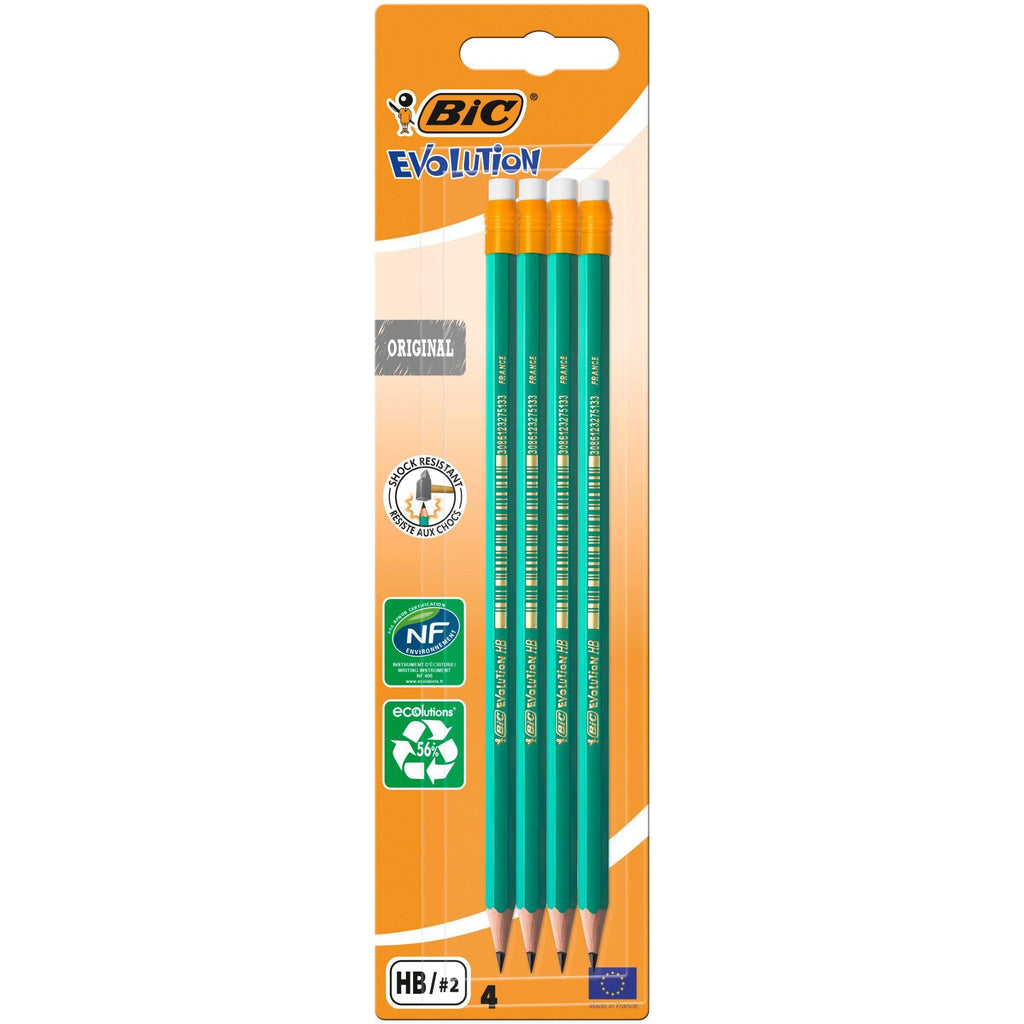 BIC Evolution Original HB Graphite Pencils with Eraser 4 Pack