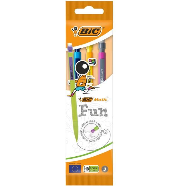 BIC Matic Fun Mechanical Pencils 0.7mm HB Pouch of 3   3 per pack