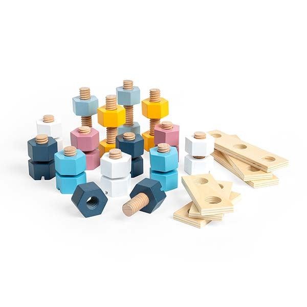 Bigjigs Toys Crate of Woden Nuts and Bolts - McGrocer