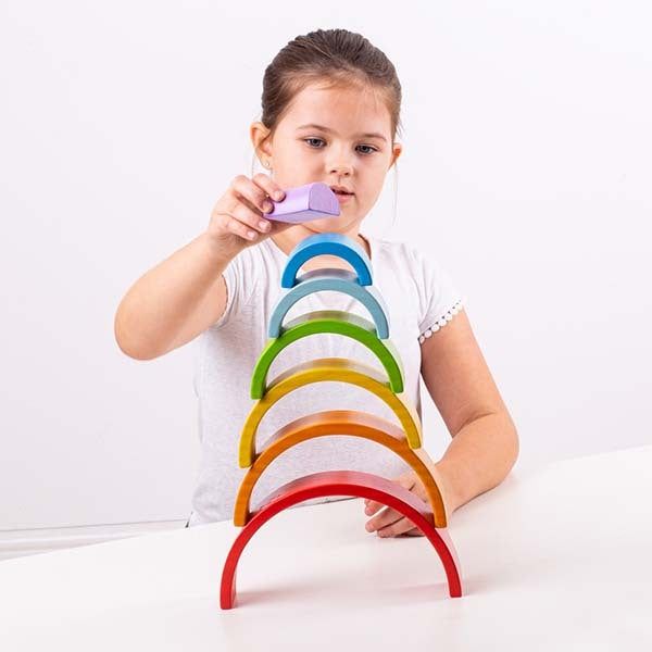 Bigjigs Toys Small Wooden Stacking Rainbow Toy