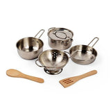 Bigjigs Toys Stainless Steel 8 Piece Cooking Pot Rack - McGrocer
