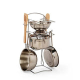 Bigjigs Toys Stainless Steel 8 Piece Cooking Pot Rack - McGrocer