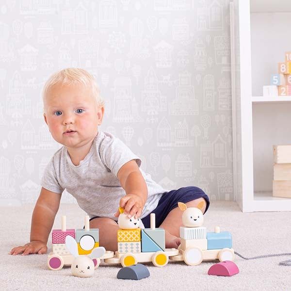 Bigjigs Toys Wooden Activity Pull Along Train - McGrocer