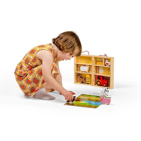 Bigjigs Toys Wooden Farm Animal Play Box - McGrocer