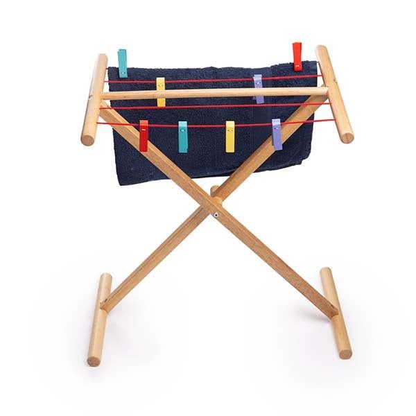 Bigjigs Toys Wooden Pretend Play Clothes Airer - McGrocer