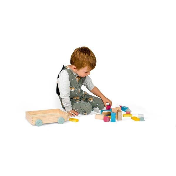 Bigjigs Toys Wooden Pull Along Brick Cart - McGrocer