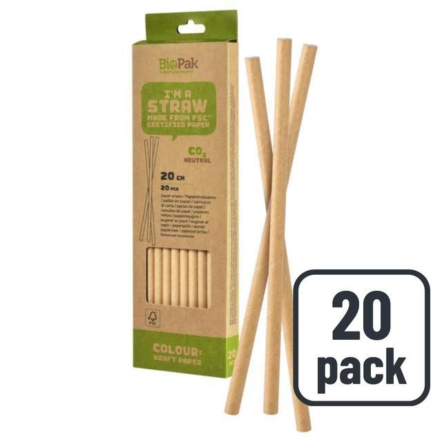 Bio Kraft  Recyclable Paper Straws   20 per pack