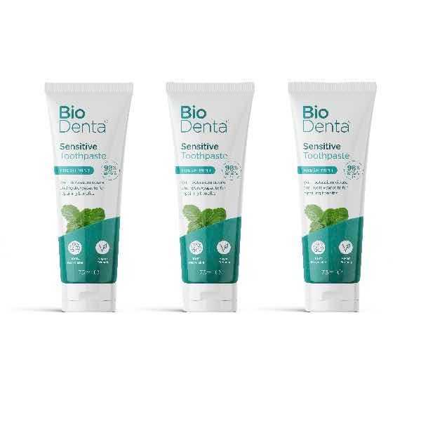 BioDenta Natural Whitening Toothpaste SENSITIVE Vegan-3pk