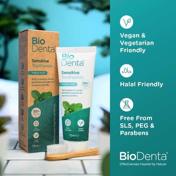 BioDenta Natural Whitening Toothpaste SENSITIVE Vegan-3pk