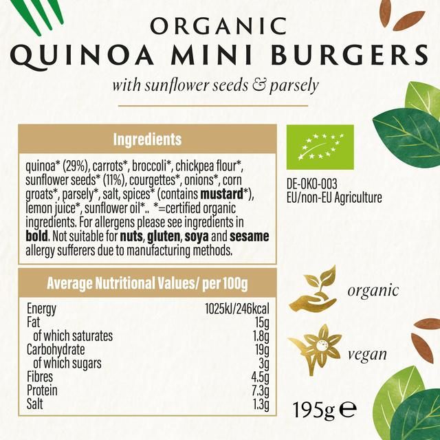 Biona Organic Quinoa Mini Burgers   195g - McGrocer