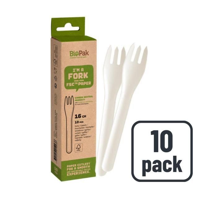 BioPak White Paper Forks   10 per pack