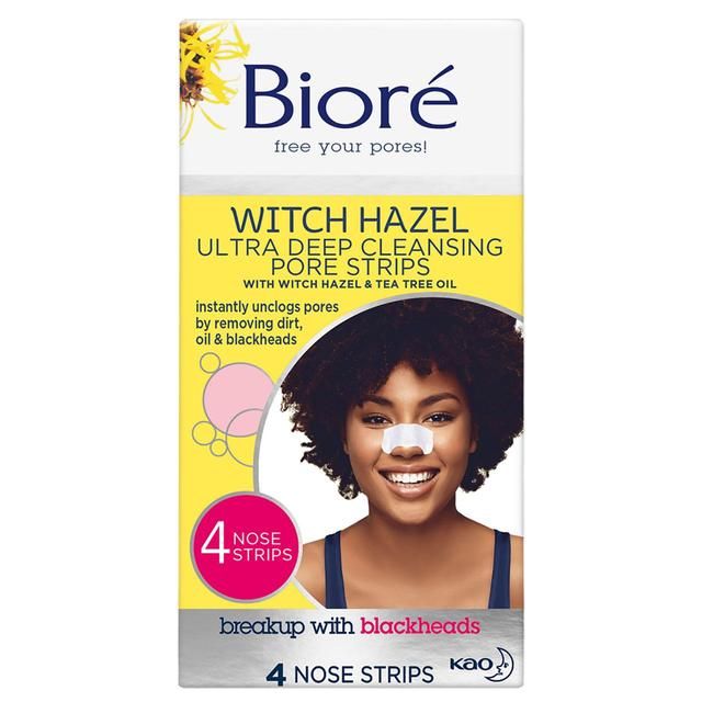 Biore Witch Hazel Ultra Deep Cleansing Nose Pore Strips For Spot Prone Skin   4 per pack