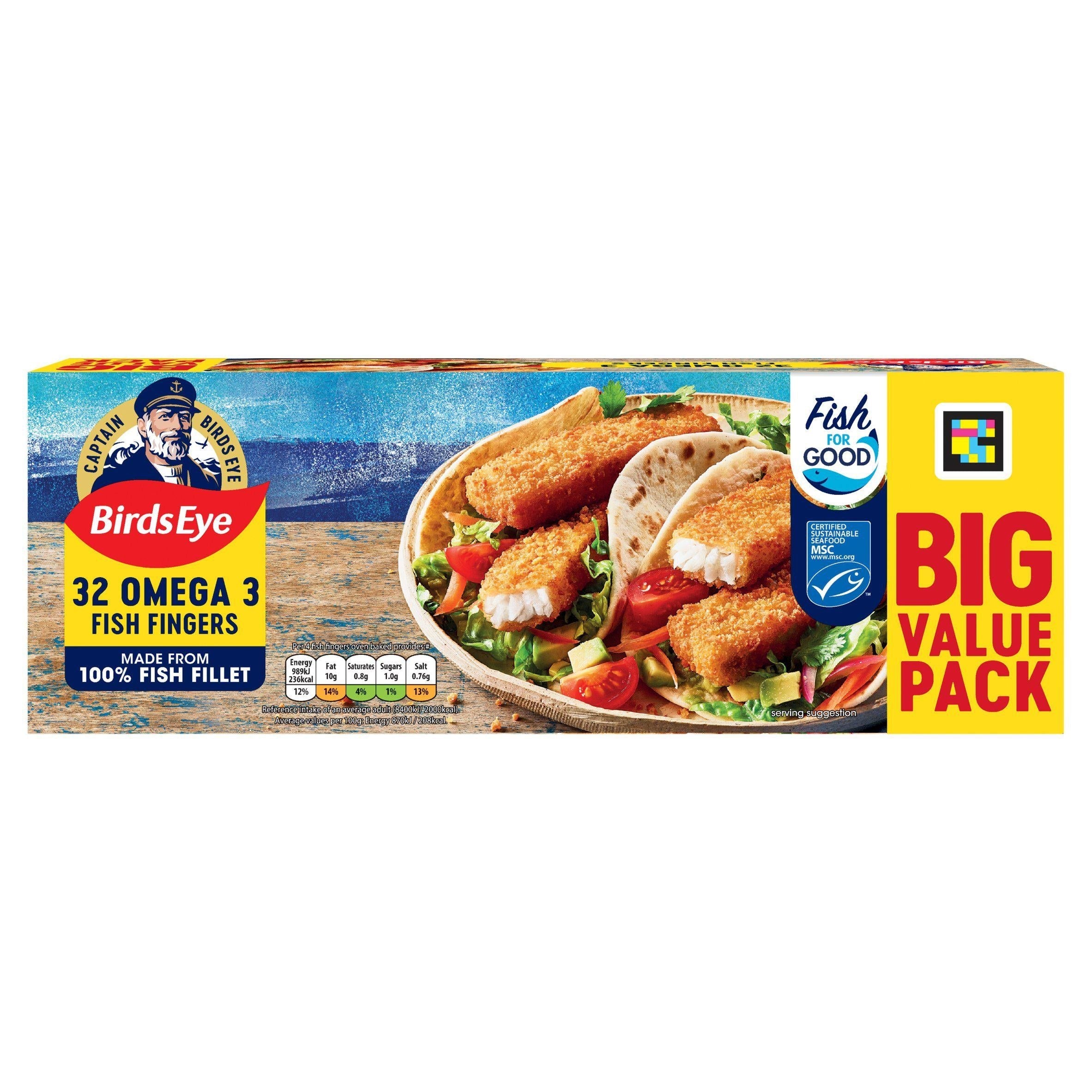 Birds Eye Breaded Omega 3 Fish Fingers x32 896g - McGrocer