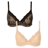 Black and Nude Lace Nursing T-Shirt Bras - 2 Pack