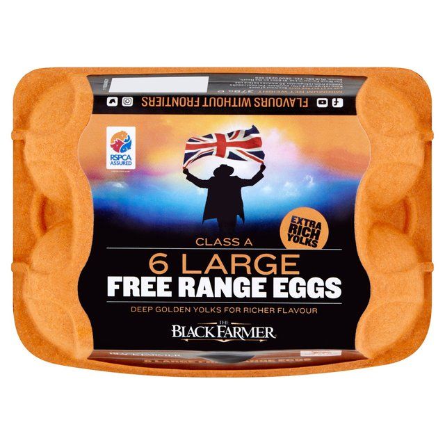 Black Farmer Large Golden Yolk Free Range Eggs   6 per pack