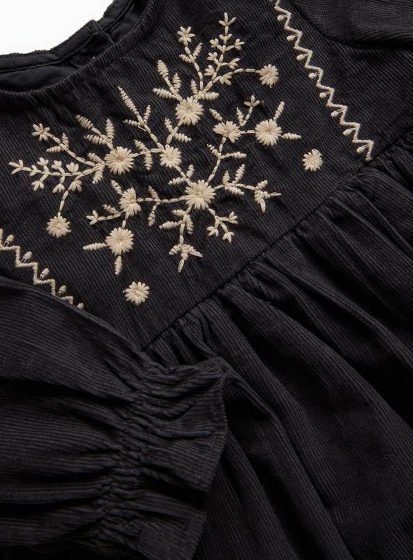 Black Floral Corduroy Dress & Tights Set 3-6 months - McGrocer