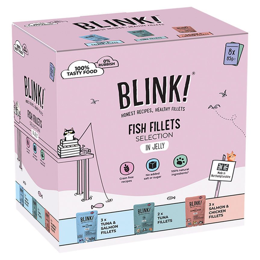 Blink! Wet Cat Food Fish Pouch Selection in Jelly 8x85g - McGrocer