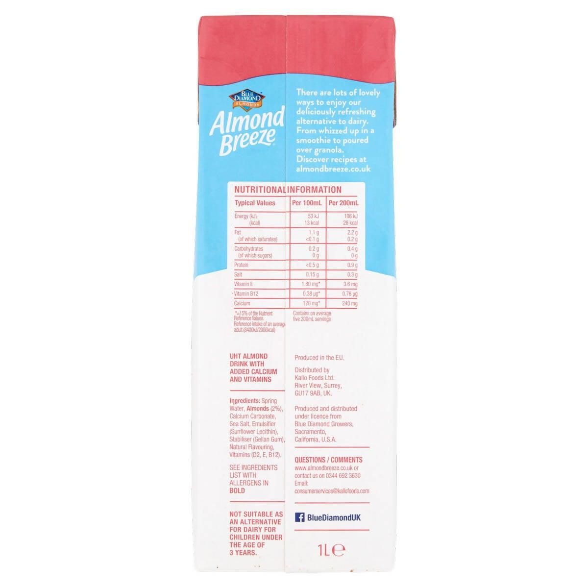 Blue Almond Unsweetened Almond Drink, 8 x 1L - McGrocer