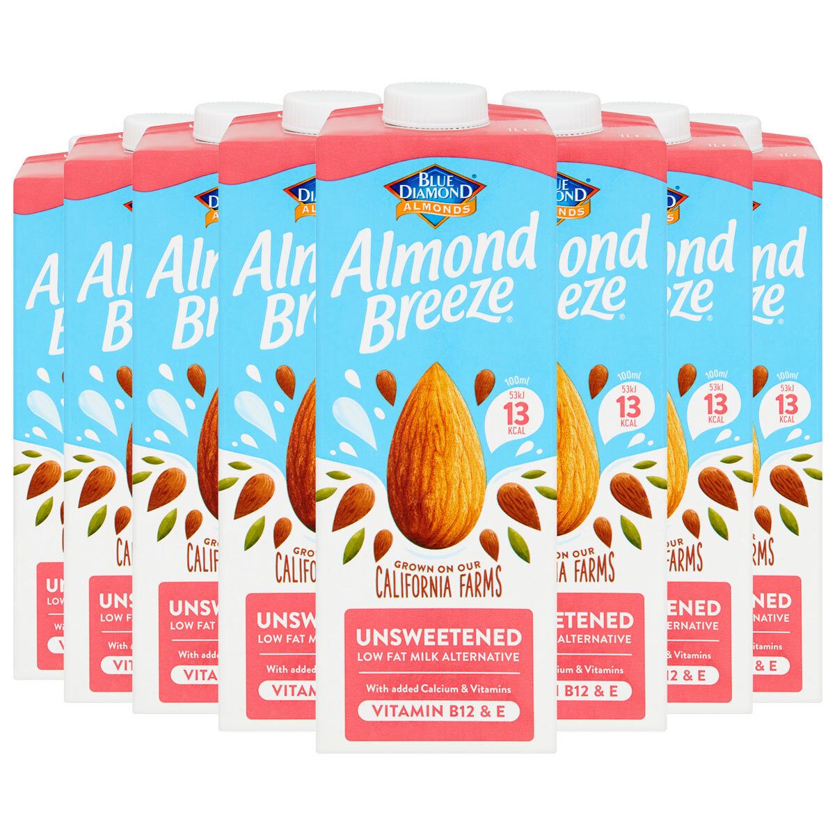 Blue Almond Unsweetened Almond Drink, 8 x 1L - McGrocer