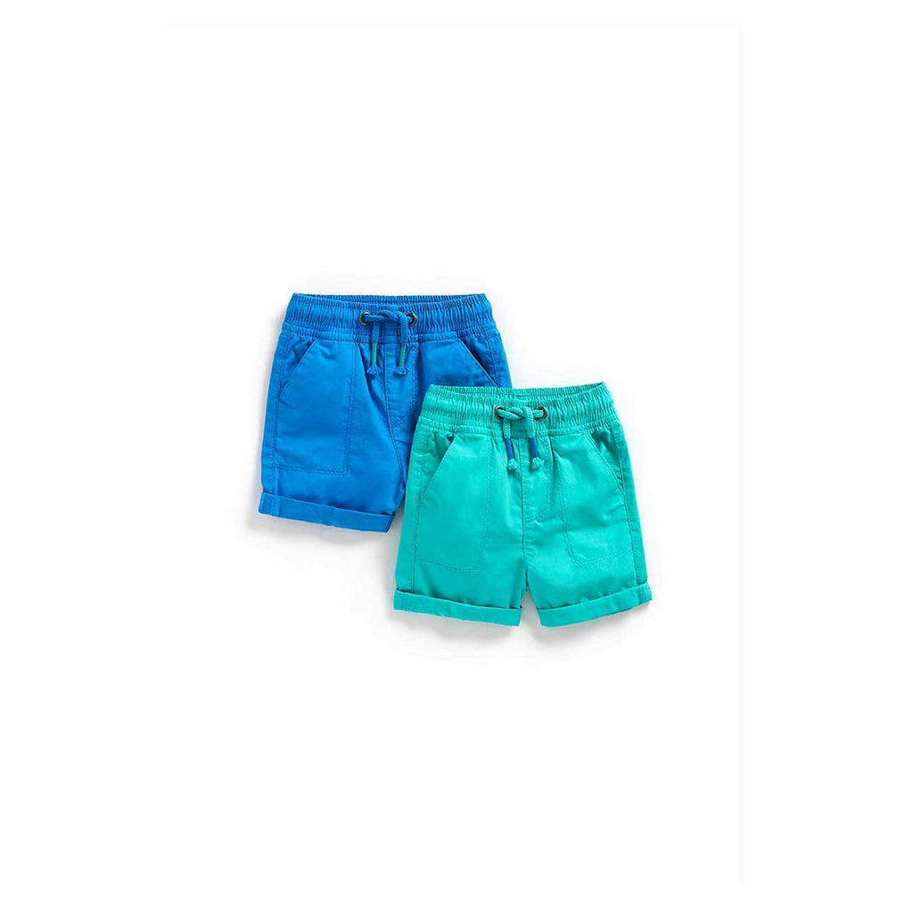 Blue and Green Poplin Shorts - 2 Pack