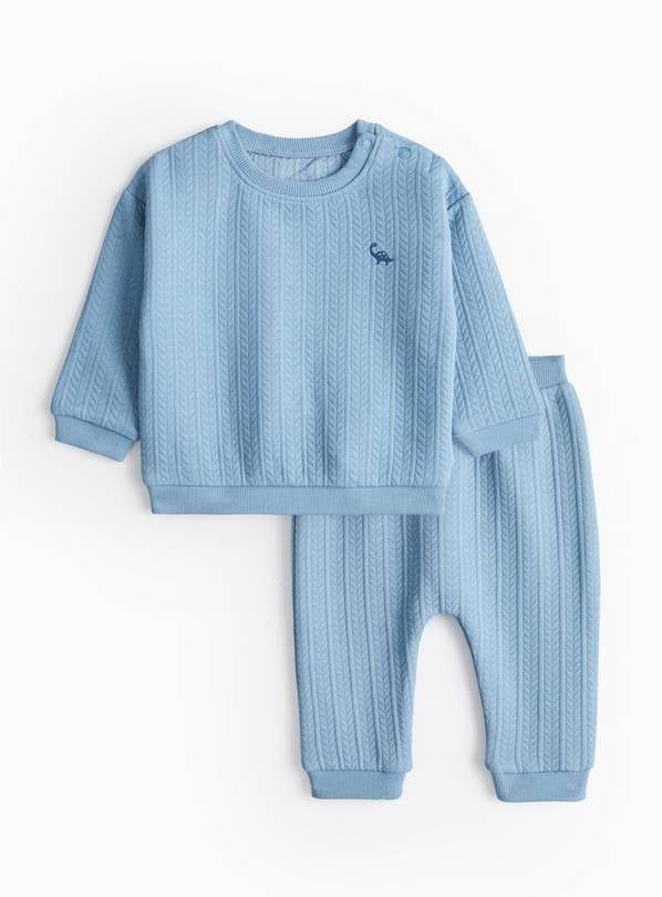 Blue Cable Quilted Sweatshirt & Joggers Set 18-24 months