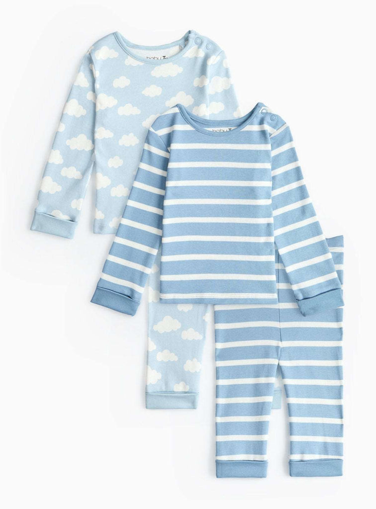 Blue Cloud & Stripe Print Pyjama Set 2 Pack 9-12 months