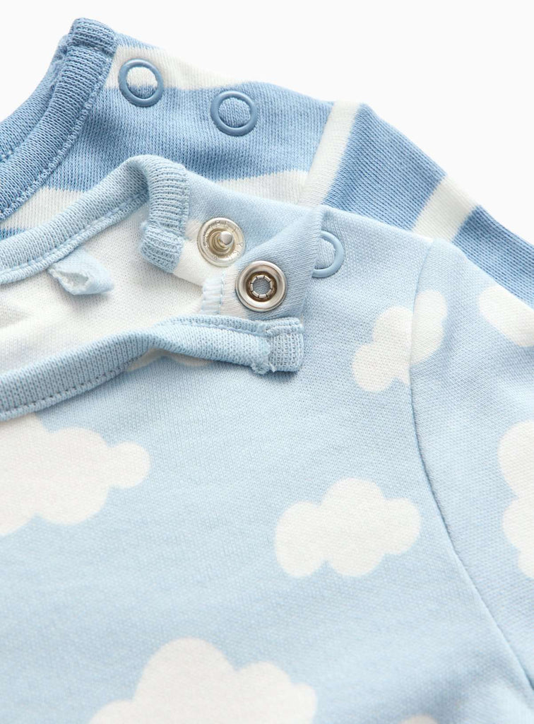 Blue Cloud & Stripe Print Pyjama Set 2 Pack 9-12 months